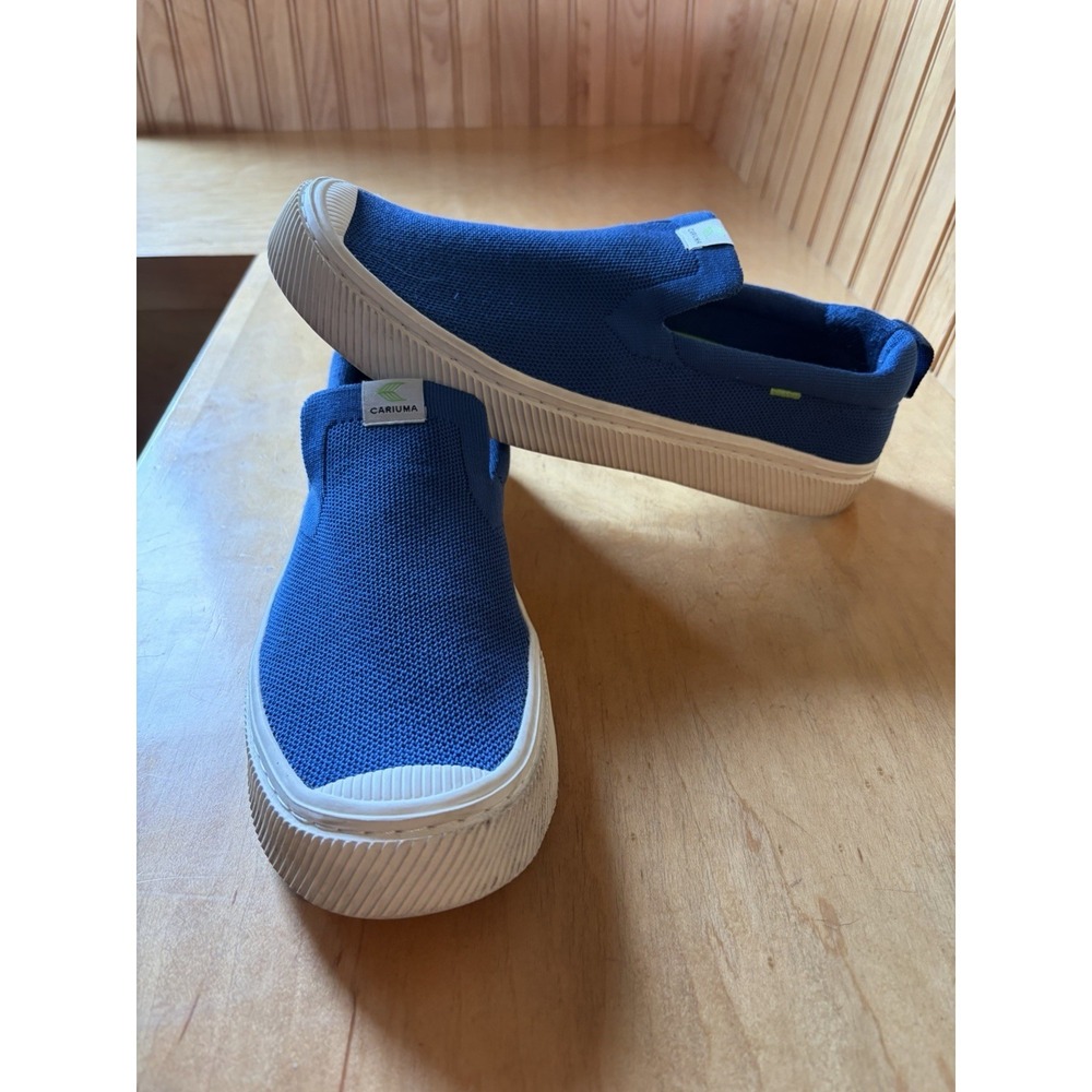 Cariuma Slip On Knit Sneakers Mineral Blue US Men's 10.5 Sustainable Minimalist